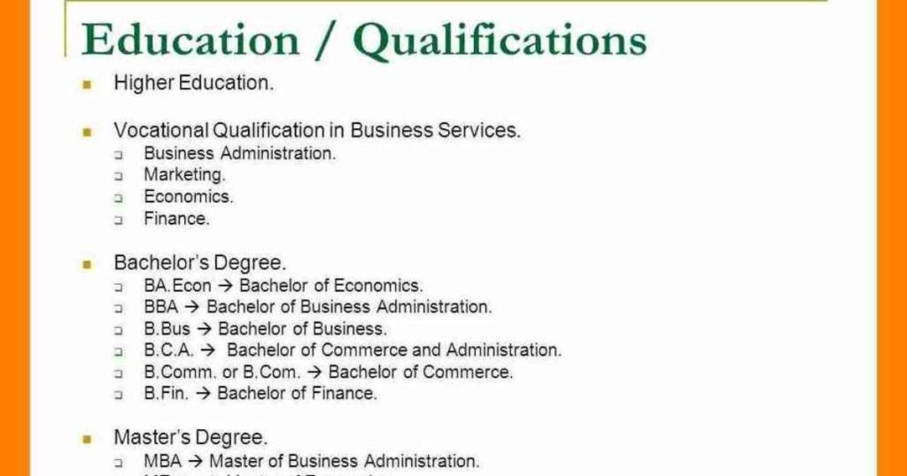Educational Qualifications and Certifications